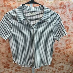 Madewell Plaid Black and White Button  Shirt
